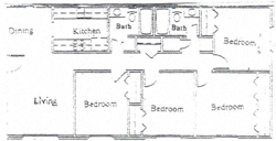 Floor plan for 4 beds, 2 baths, 1060 sqft